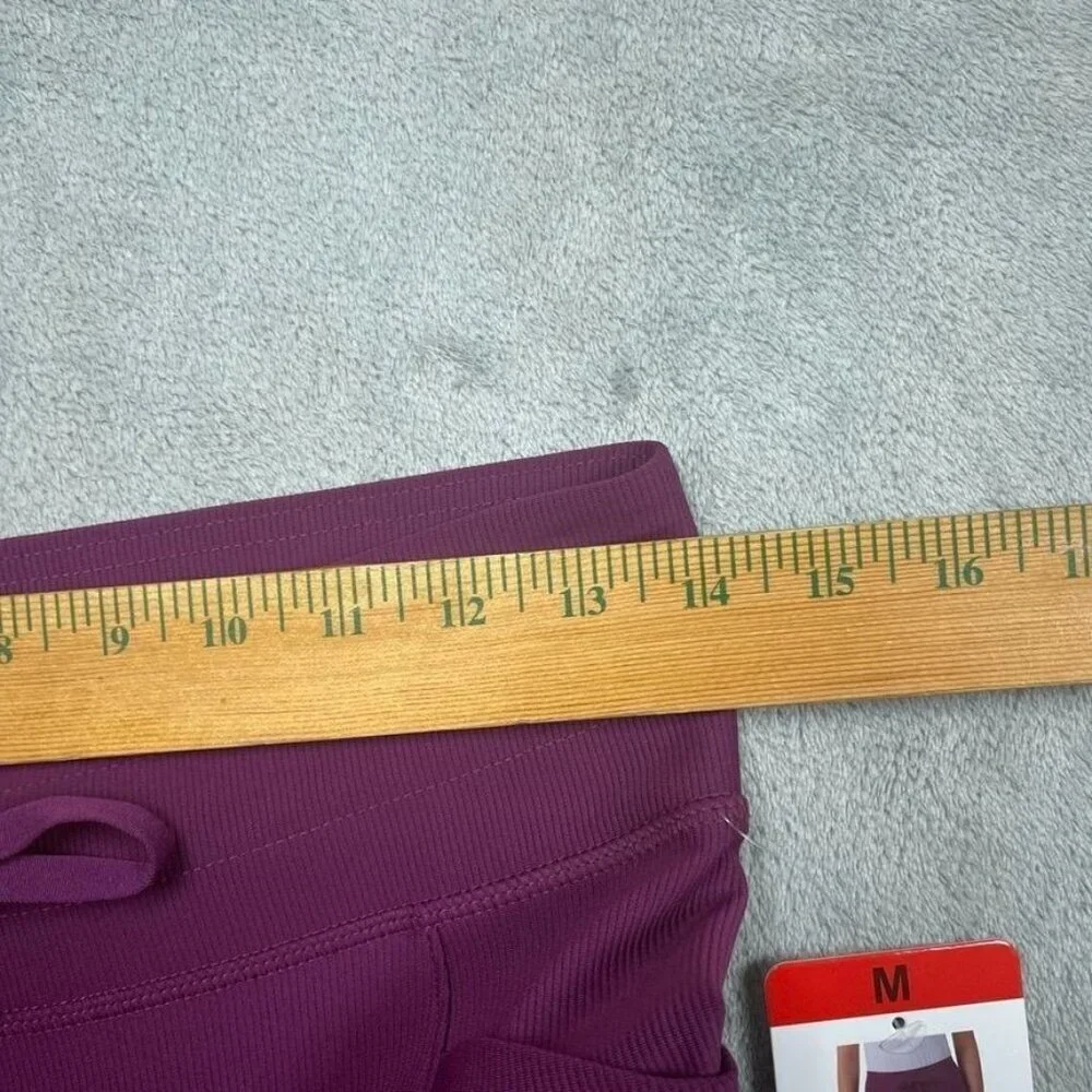 Womens Purple Drawstring Waist Ribbed Flared Pants Medium d0201 - Picture 6 of 10
